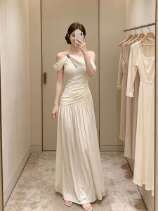 QIANMANZI | Đầm Dây Eo Đẹp Môt Bờ Vai Ren