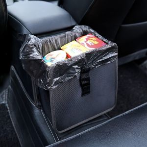 Car Seat Back Organizer with Hanging Garbage Can and Armrest Trash Bin