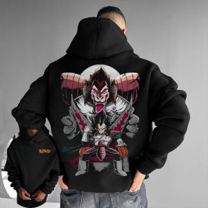 Bandai | Oversize 4xl Anime Dragon Ball 2025 Vegeta Printed Loose High Quality 500g Autumn/Winter Plush Y2K Sports Hoodie