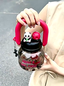 Cute Ins Carrying Pot Water Cup Large Capacity Men and Women Plastic Folding Straw Suitable Cup