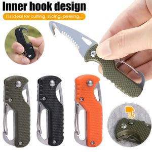 Folding Serrated Hook Keychain Stainless Fast Parcel Strap Cutter Outdoor Camping Portable Survival Toolbox Opener
