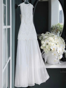 White Sleeveless Lace Dress Summer Elegant Slimming