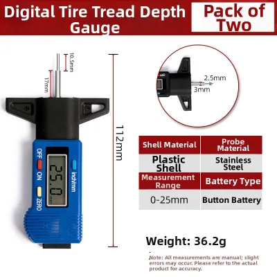 GONGFUMEN | Digital Electronic Precision Tire Tread Depth Gauge 0-25mm
