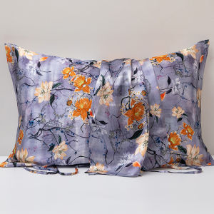 Silk Pillowcase 100%  Silk Printed Fabric Tied Style Adult Single Person Bedding Accessories Luxury Softness Breathable