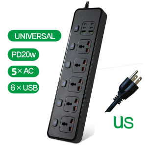 Universal Power Strip Socket UK EU KR US AU Israel Japan Plug with USB Type-c Surge Protector Power Cord Extension Sockets