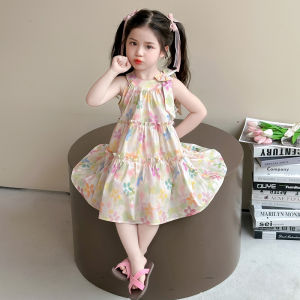 Princess Style Floral Print Cotton Summer Dress for Girls Lightweight Breathable Baby Girl Dress Easy to Wear And Wash