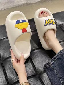 Cute Slippers Womens Summer Outdoor Wear EVA Anti-Slip Deodorant Flat Sandals Couple Home Matching Pair Sweet Style Medium Heel