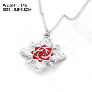 Hot Sale Janpanese Anime Vampire Knight Rose Flower Logo Metal Necklace Yuki Kaname Zero Yuuki Manga Necklace Charm Pendants