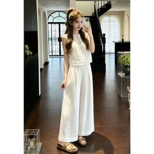 Karrar betsey | Elegant Loose Slimming Sleeveless Top and Wide-leg Pants Set for Early Summer