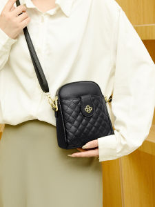 Summer 2024 Ladies Small Embroidered Crossbody Phone Bag Diamond Grid Simple Multi-pocket Single-shoulder Fashion Handbag