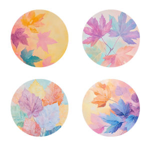 4 maple leaf printed coasters suitable for daily family party decoration office non-slip wooden coasters holiday gifts