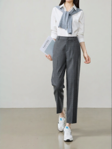 ESE·Y | High Waist Commuter Gray Slim Fit Trouser Trousers