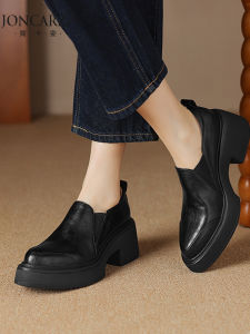 Comfortable Thick Bottom Womens Loafers Fashionable Commuter Style Slip-On Heightening Shoes JONCARZZ A1889 Casual Oxfords