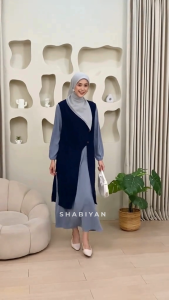SHABIYAN-603 Gamis Wanita Set Outer Rompi Panjang Lepas Pasang