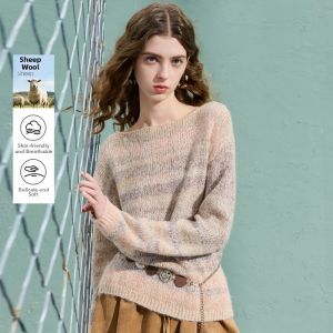 3COLOUR·S | Sequined Gradient One-shoulder Loose Knitted Sweater