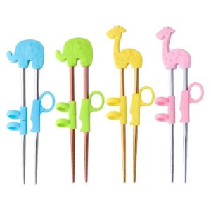 1Pair Children Tableware Set Reusable Training Chopsticks Cartoon Learning Chop Sticks Stainless Steel Chopsticks For Kids Cute