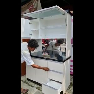 (FREE ONGKIR) Lemari Dapur / Rak Piring / Lemari Sayur / Lemari Piring / Rak Sayur 3 Pintu HPL 1