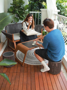 ST MIRREN | Waterproof Sunscreen Outdoor Rattan Lounge Chair