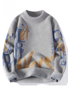 ROMON | Lormen Mens Knitted Sweater Thickened Casual Autumn Winter Fashion Warm Base Layer Shirt Urban Style Long Sleeve Loose Fit