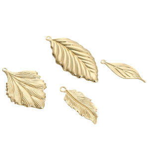 1ชิ้น จี้รูปใบไม้ ทำจาก ทองเหลืองชุบทอง 14K สำหรับการทำตุ้มหูสร้อย คอเครื่องประดับ DIY