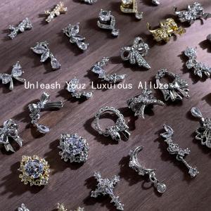 10PCS Nail Pendant Bow Knot Cubic Zircon Shiny Silver Nail Ornament Soaked Nail Gel Cat Eye Nail Polish 3D Nail Art Diy Material