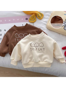 Thickened Fleece Childrens Sweatshirt Autumn Winter Casual Style Hoodie Thick Warm Overhead Baby Clothes Cartoon Print Trendy