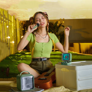 Divoom DitooMic Portable Wireless Bluetooth Speaker Desktop Pixel Art Retro Audio Mini Home Karaoke Microphone Green/Blue/Pink