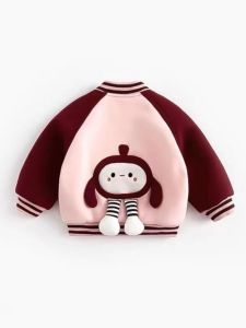 Spring Autumn Childrens Baseball Jacket Girls Coat Baby Outerwear New 2024 Kids Spring Clothes Cotton Polyester Blend Casual