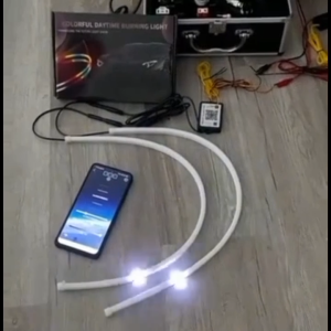 DMX Lampu LED DRL Alis Flexibel WRGB APP 30 cm Welcome + RGB Matrix Mobil Motor 30 cm Selang Fungsi Sein Rem Senja Type Premium