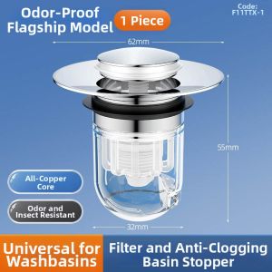 Waterproofing Anti-odor Press-type Universal Sink Drain Plug