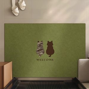 Green High-End Cartoon Entrance Mat Customizable Leather Door Mat Anti-Slip Floor Rug for Hallway Home Decor