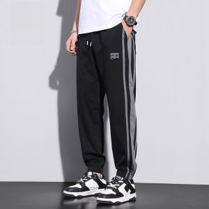 ROMON | Romon Mens Casual Summer Thin Elastic Loose Fit Harem Sports Long Pants Workwear Trousers Youthful Vitality Style Black Grey White