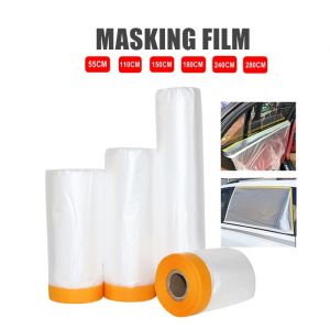 DISERVSTORE Masking Film For Painting Protective Covering & Dust Protection Masking Plastic Bed Cover Plastik Sarung Perabot Plastik Cat Rumah Multipurpose Masking Film with Tape Painting Protection Covering Plastic Drop Cloth Sheet Spraying Dust Cover