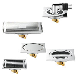 Stainless Steel Anti-Odor Drain Cover Full Copper Long Washer Drainage Square Universal Seal Bathroom Sink Drainage Cover