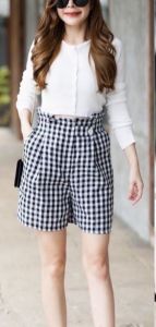 ●ECLAIRE● 063 Celana Pendek Short pants Highwaist Kotak Square Casual Santai Basic 1103