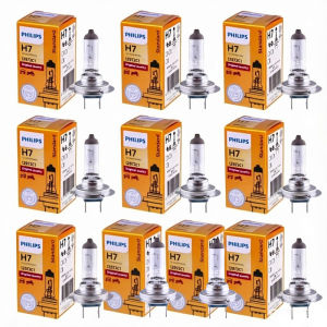 Philips | Philips 10 Lamps Vision H7 12V 55W PX26d Original Car Halogen Headlight 3200K Standard Auto Replace Genuine Bulb 12972C1