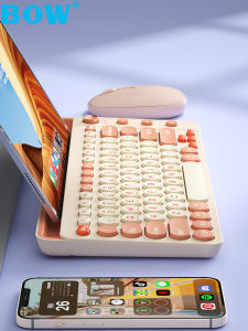 B．O．W | BOW Large Card Slot Dual Mode Bluetooth Wireless Keyboard Mouse Set For Huawei Xiaomi Tablet Apple Compatible Tablet Accessory