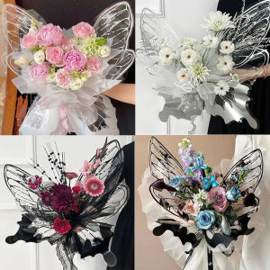 Butterfly Wrapping Paper Pearl Pleated Gauze Flower Packaging Wrapper Bouquet DIY Material Festival Gift Decoration for Wedding Birthday Valentines Day