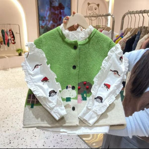 Spring Fashionable Knitted Vest for Girls Princess Style Outerwear Slimming Trendy Child Clothing Korean Style Spring Arrive