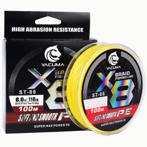 Dây Câu Cá Bện 8 Sợi YACUMA 100m X8 13LB-118LB Dây Câu Đa Sợi Dyneema Dùng Cho Câu Cá Nước Ngọt Và Nước Biển