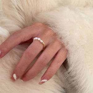 Ready Stock 1PCS Korean Pearl Ring Fashion Elastic Ring Heart shaped Ring