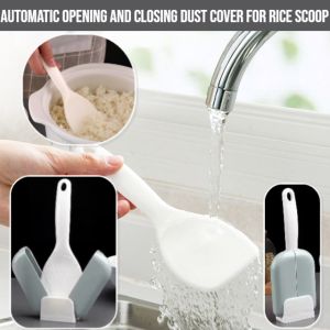 Automatic Opening And Closing Dust Cover For Rice Scoop Rice Scoop Storage Rack Closing Dust Health Protection Kitchen Storage
