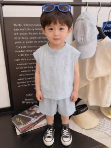 JIFANPAUL | Retro Sleeveless Ripped Vest and Shorts Set Breathable Lightweight
