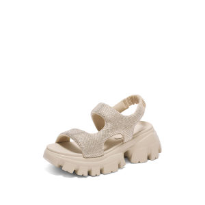 Staccato Sporty Fashion Sandals Recommended by Bloggers EBK33BL5C High Heel Casual Style with Rhinestone round Toe Fabric Upgraded Summer Shoes