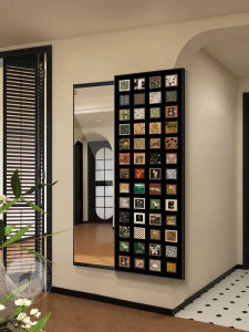 Chinese Ancient Style Concealed Full-Length Mirror Entrance Painting Closable Sliding Mirror Hanging Painting Dressing Mirror Invisible Mural