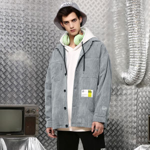 Genanx Lightning Fashion Brand Corduroy Coat Mens Autumn Winter Retro Morandi Embroidered Patch Jacket Mens Fashion