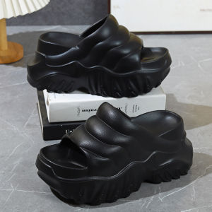2025 Summer Thick Heel High Heel Slippers Outdoor Wear Platform Lazy One-Strap Sandals EVA Material Korean Style Daily Shoes