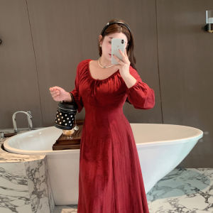 Slimming V-neck Long Dress Large Size Womens Fashionable Traditional Chinese Style Five Flowers Not Meat Sisters Elegant Dress