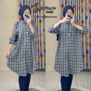 Kemeja Tunik Wanita Atasan Muslim Wanita Busui Bahan Flanel