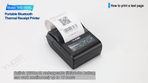 Portable Mini USB Bluetooth 58mm Thermal Printer 2600mAh 10 Hours Countinuous Printing Wireless Outdoor Thermal Receipt Ticket Printer for Mobile Business Use